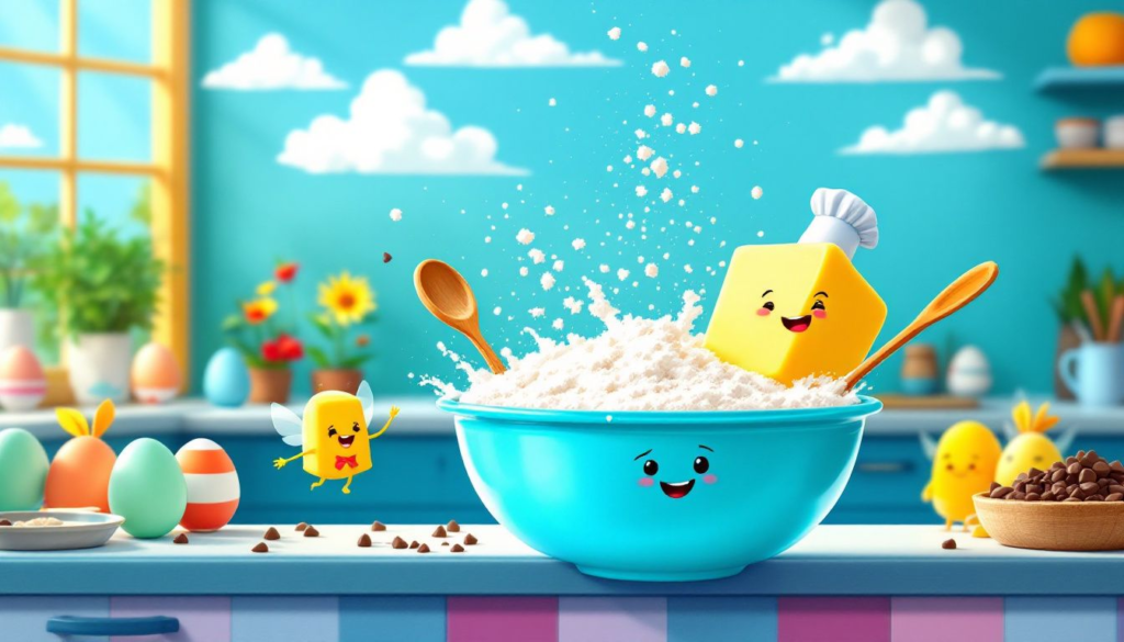 A-Cartoon-Character-In-A-Bowl-Of-Flour-And-A-Yellow-Block