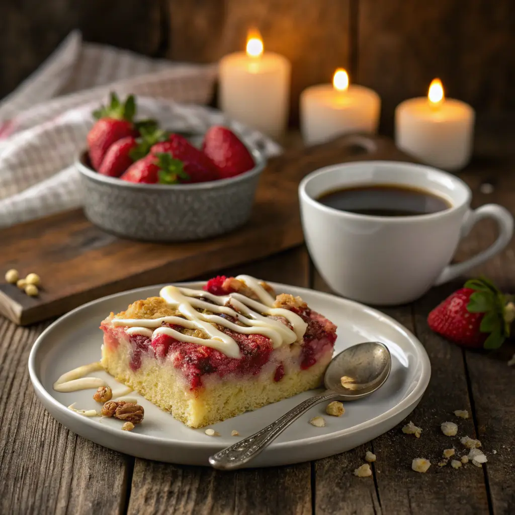 A Plate Of Dessert With A Spoon And A Cup Of Coffee