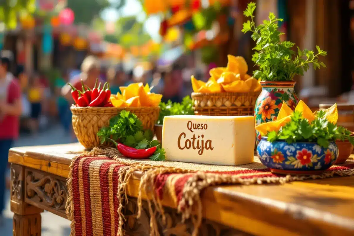 A Variety Of Cotija-Related Products Displayed On A Wooden Table.