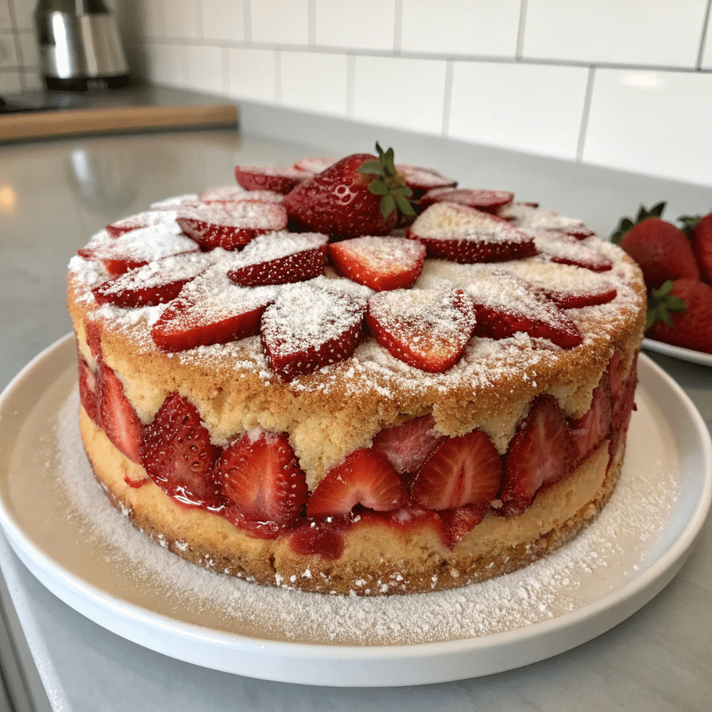 Délicieux Strawberry Earthquake Cake Avec Une Texture Moelleuse, Des Fraises Juteuses Et Un Tourbillon De Fromage À La Crème Fondant.&Quot;